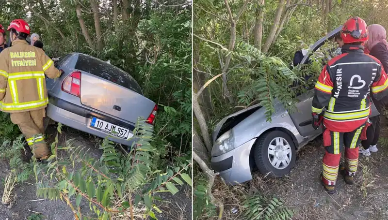 Balıkesir’de Feci Kaza: Otomobil Şarampole Yuvarlandı, İki Yaralı